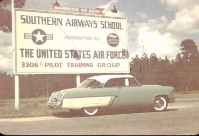 Southern Airways sign (the contractor) at the gate in Georgia 